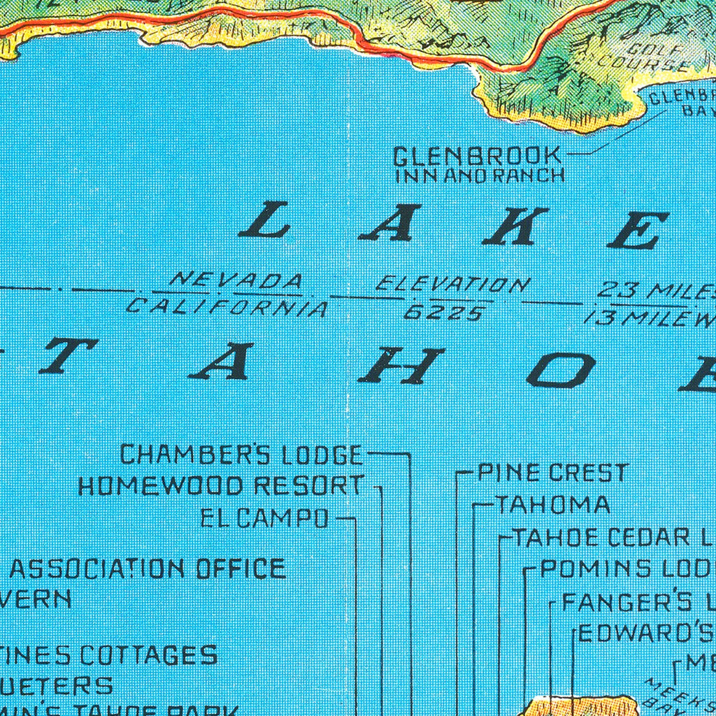 Vintage Map of Lake Tahoe 1935