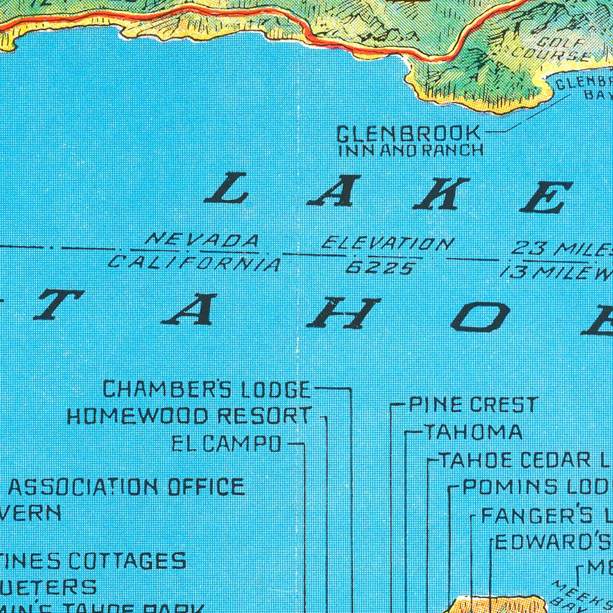 Vintage Map of Lake Tahoe 1935