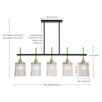 Chandelier 5 Light, Fixture Over Table - Black / Gold