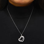 Sterling Silver Diamond Accent Matte Finish Heart Pendant Necklace