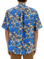 Moschino Men Blue Flowers Allover Print Shirt