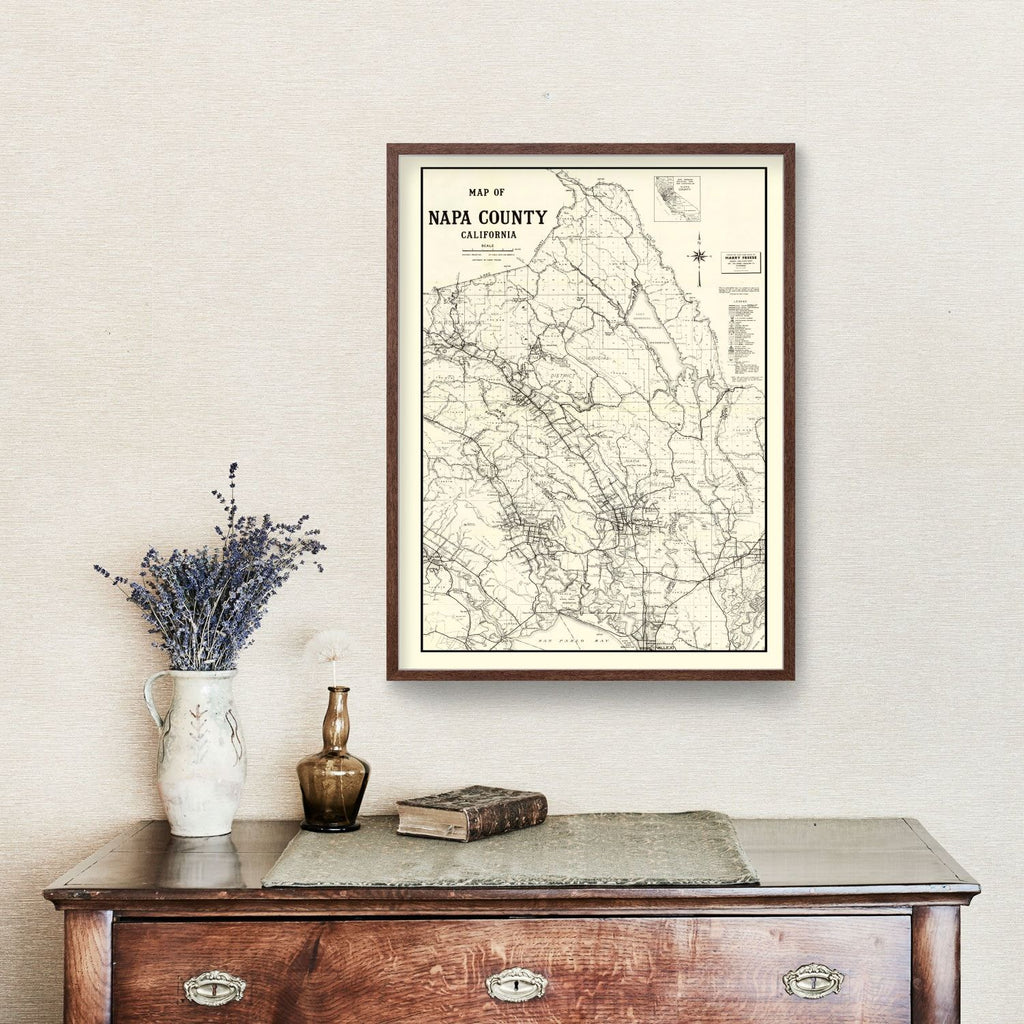 Vintage Map of Napa County, California 1950