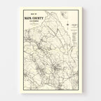 Vintage Map of Napa County, California 1950