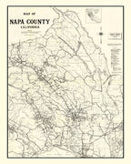 Vintage Map of Napa County, California 1950