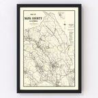Vintage Map of Napa County, California 1950