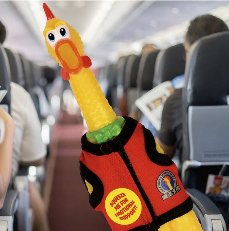 Emotional Support Squeaking Rubber Chicken – Stress Relief with Hilarious Squawk 🐔