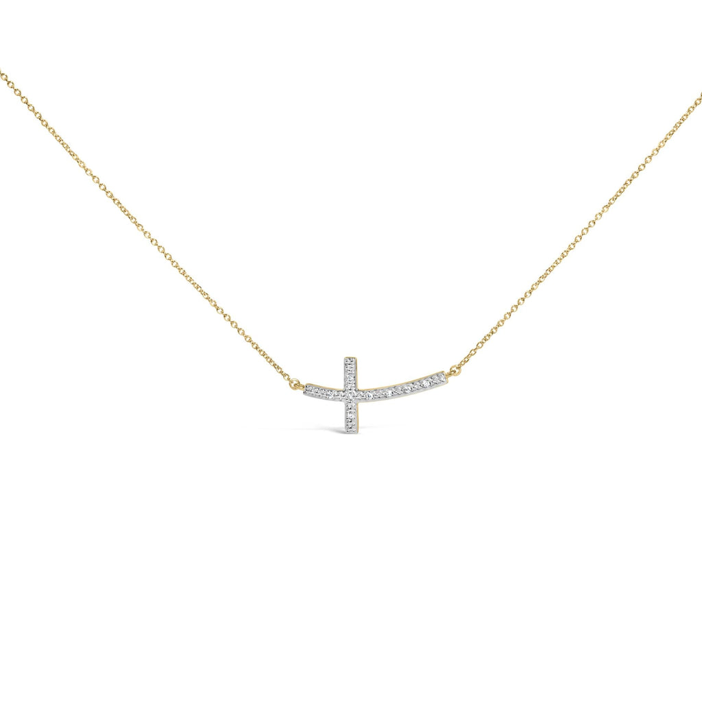 Gold Vermeil Diamond Accent Cross Bar Necklace