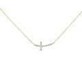 Gold Vermeil Diamond Accent Cross Bar Necklace