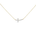 Gold Vermeil Diamond Accent Cross Bar Necklace
