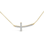 Gold Vermeil Diamond Accent Cross Bar Necklace