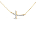 Gold Vermeil Diamond Accent Cross Bar Necklace