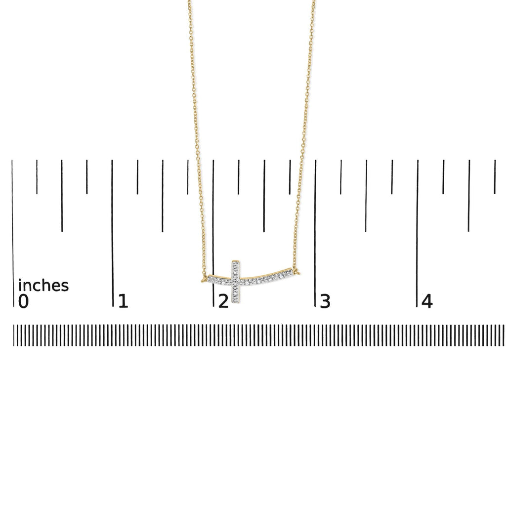 Gold Vermeil Diamond Accent Cross Bar Necklace
