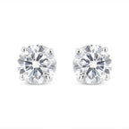 14K White Gold 1-1/2 Cttw Round Brilliant-Cut Near Colorless Diamond Classic 4-Prong Stud Earrings with Screw Backs (H-I Color, SI1-SI2 Clarity)