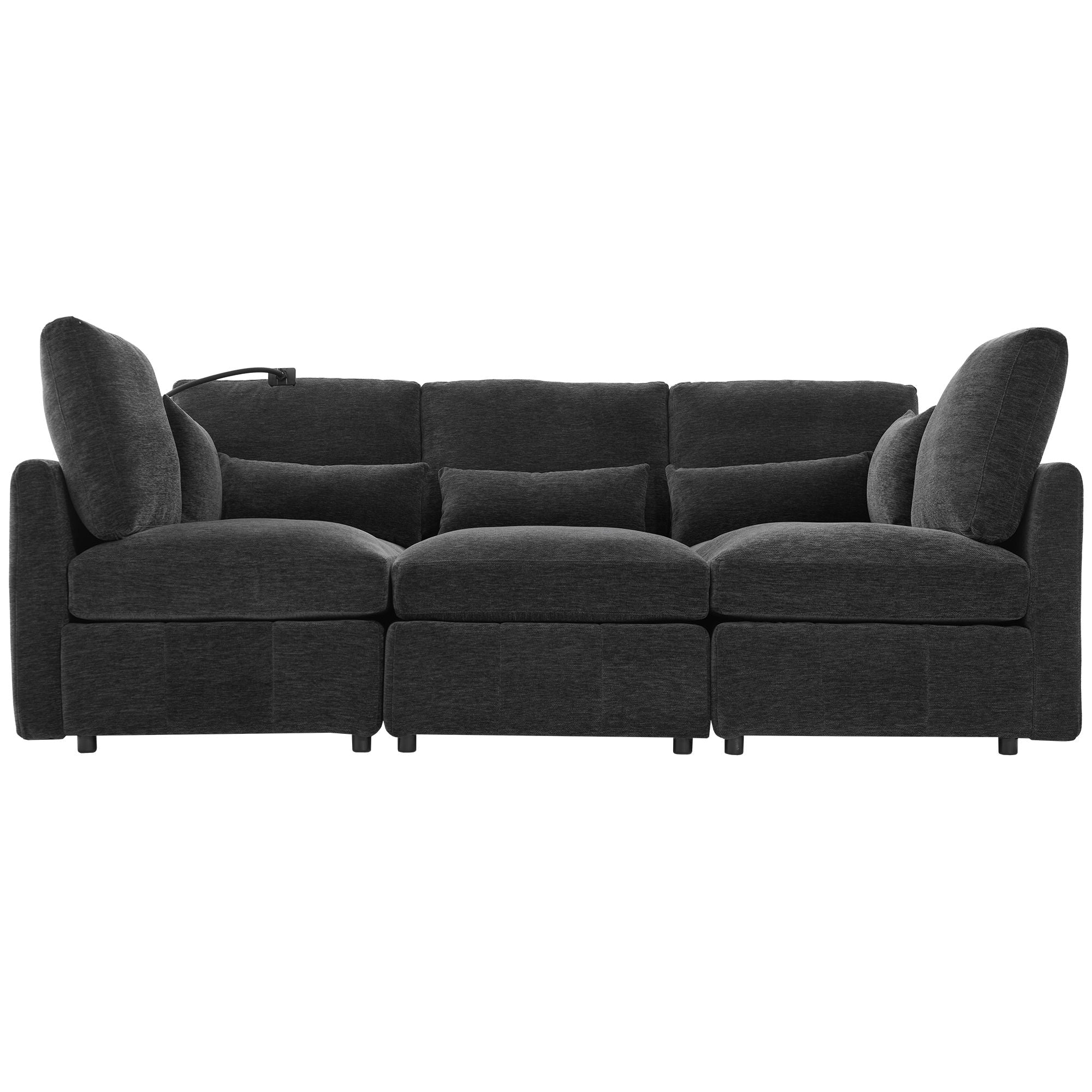 Modern Modular U-Shaped Sofa Bed With Movable Ottoman