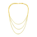 14k Yellow Gold Three Strand Herringbone Chain Necklace