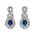 .925 Sterling Silver 4.5 x 3mm Pear Sapphire Gemstone and Diamond Accent Infinity Drop Stud Earrings (H-I Color, SI1-SI2 Clarity)