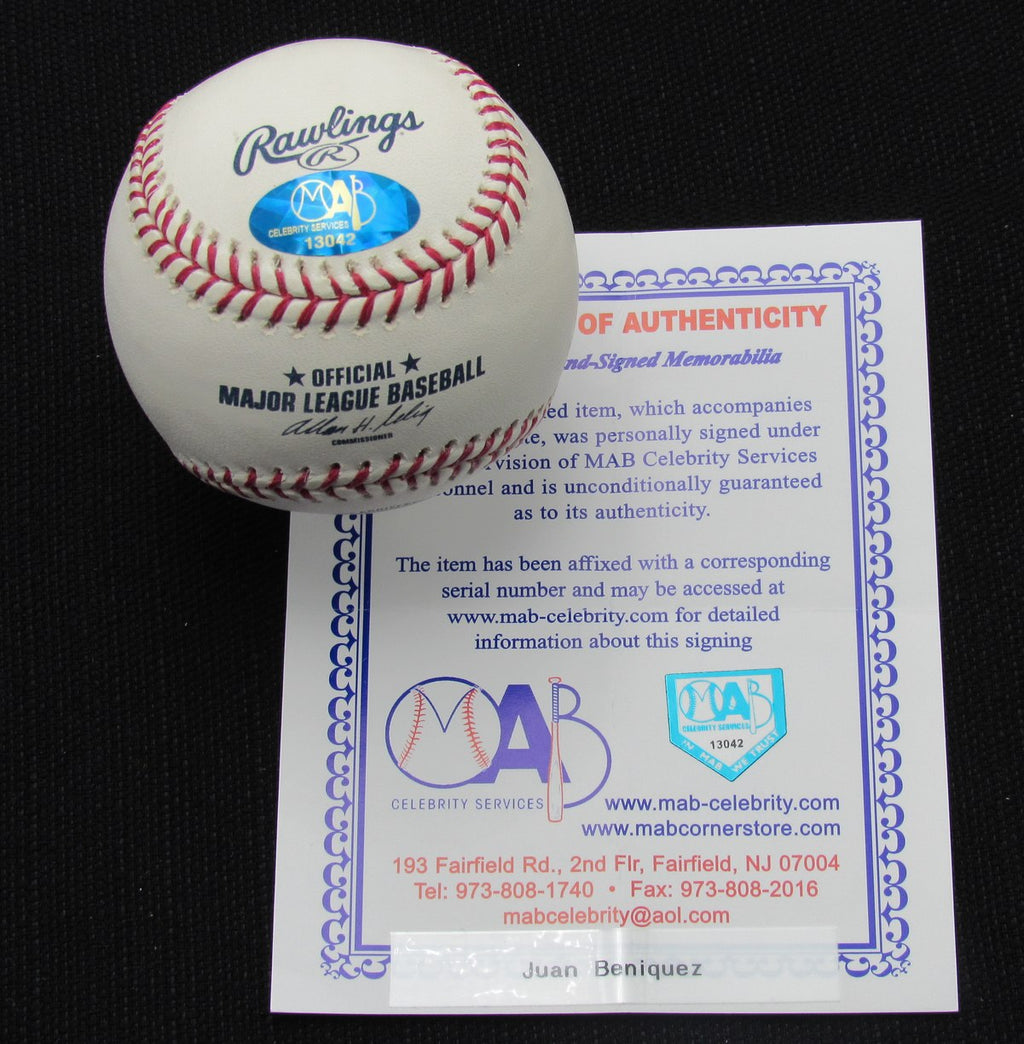 Juan Beniquez Signed/Auto Yankees 100th OML Baseball MAB 187047