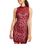 Emerald Sundae Womens Lace Midi Cocktail and Party Dress Red XS