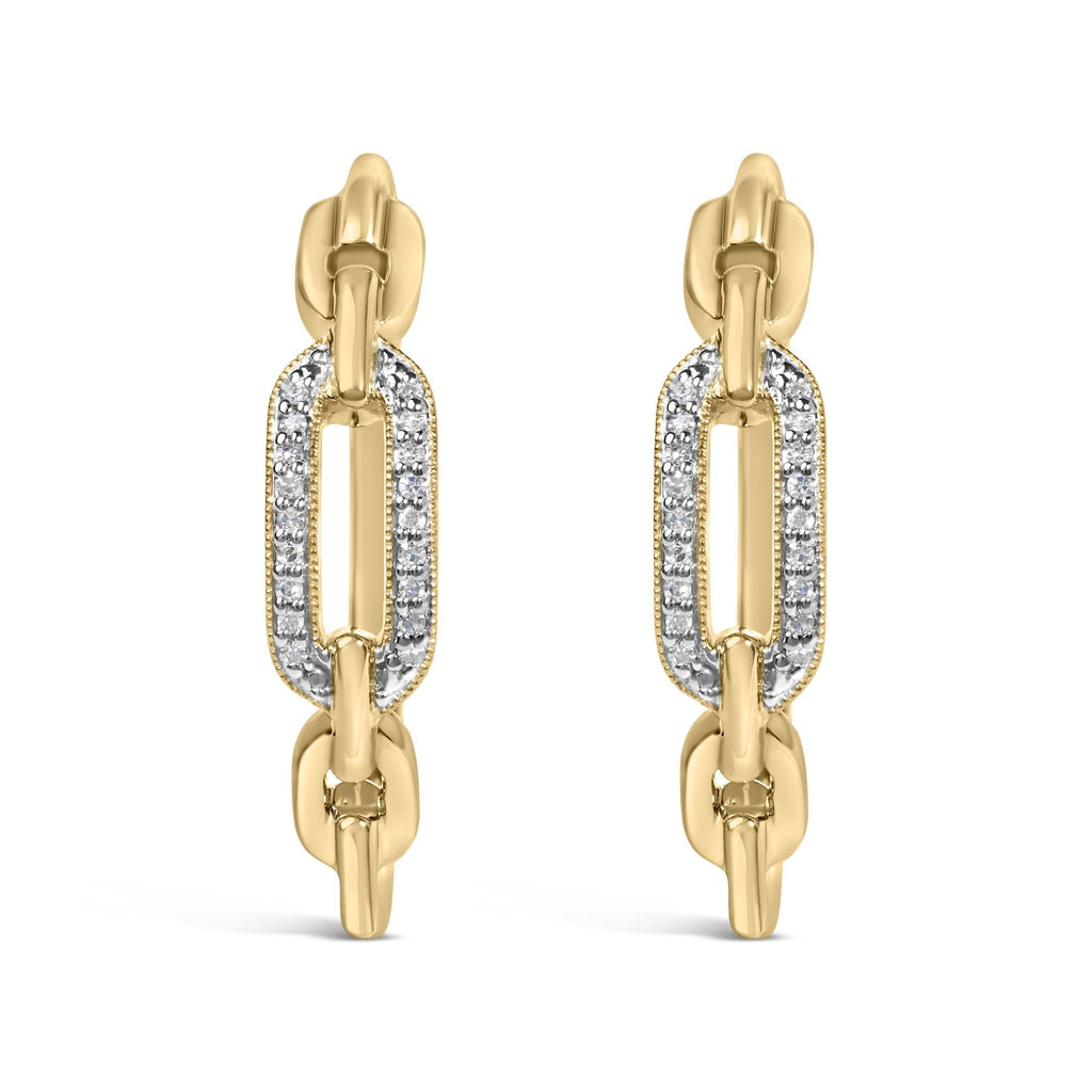 Gold Vermeil 1/10 Cttw Diamond Paperclip Hoop Earring