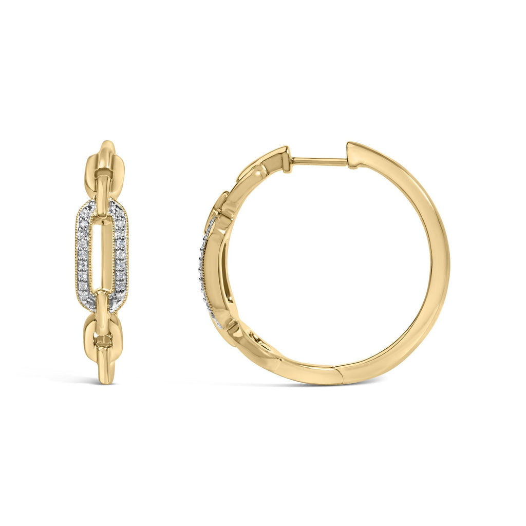 Gold Vermeil 1/10 Cttw Diamond Paperclip Hoop Earring