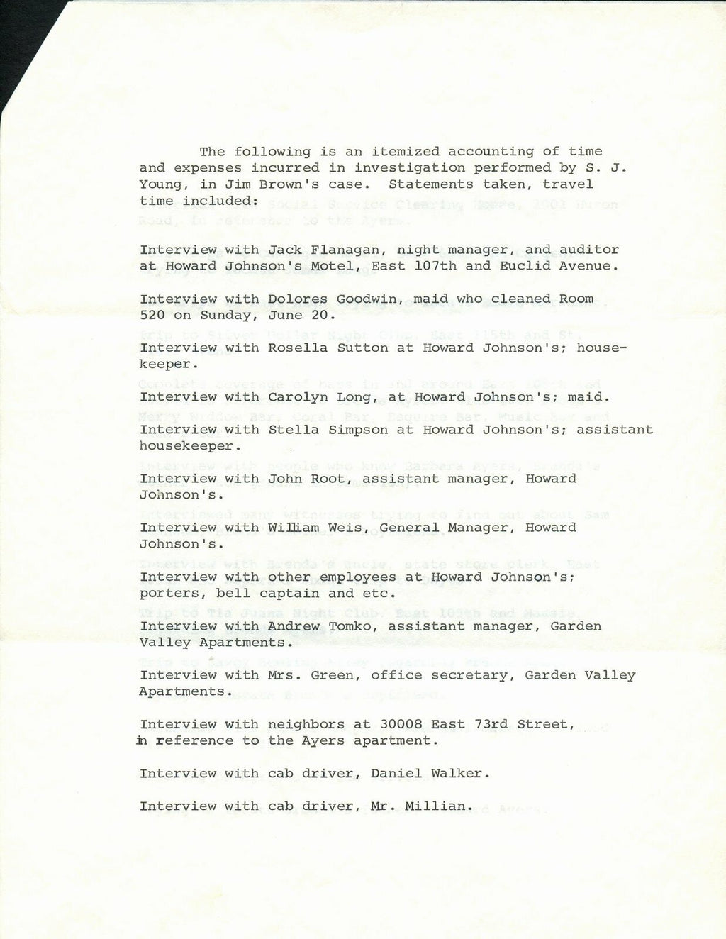 July 27,1965 Letter to Jim Brown for itemized legal Investigation  144995