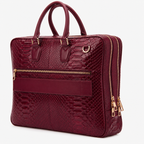 The Cortona Burgundy Python Leather Men’s Laptop Briefcase