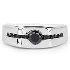 0.74 Carat Genuine Black Diamond .925 Sterling Silver Ring