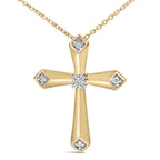 Gold Vermeil Diamond Accent Cross Pendant Necklace