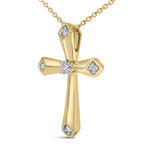 Gold Vermeil Diamond Accent Cross Pendant Necklace