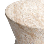 Hourglass Travertine Stone Finish Italian Design MgO Side Accent Table