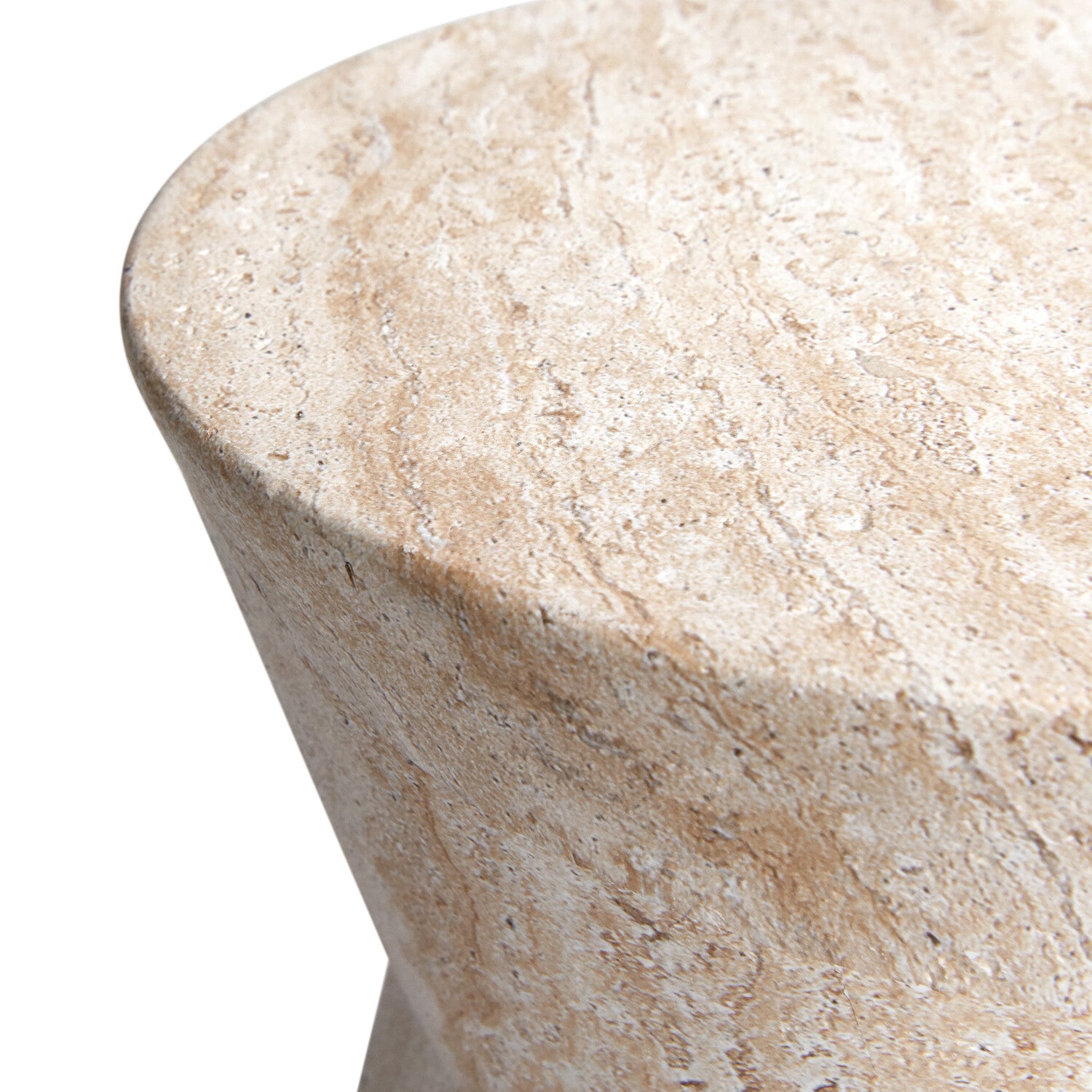 Hourglass Travertine Stone Finish Italian Design MgO Side Accent Table