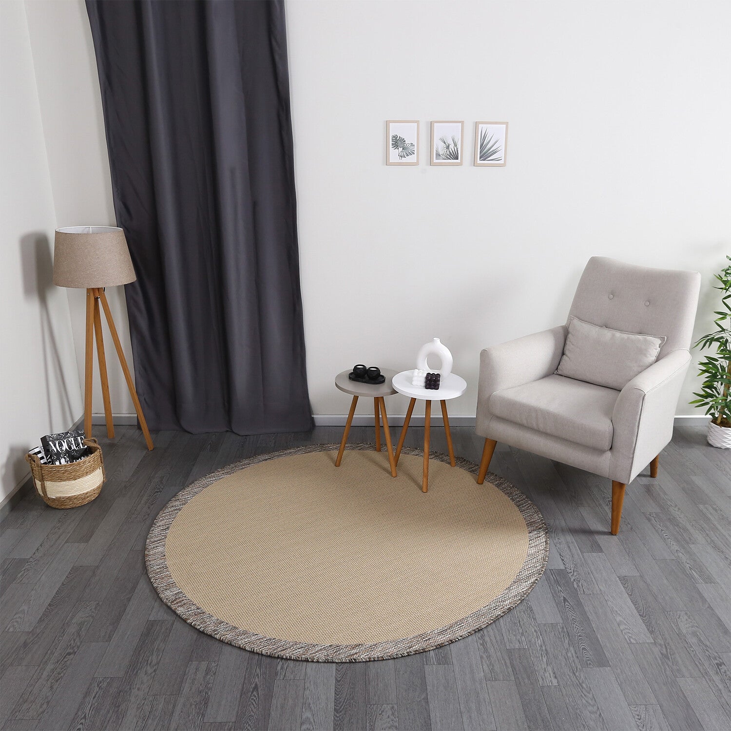 Jute Sisal Round Rug // Beige + Brown