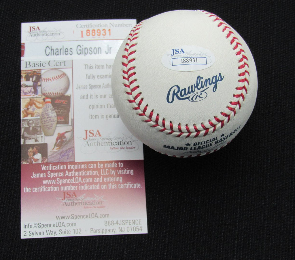 Charles Gipson Jr Signed/Auto Yankees 100th OML Baseball JSA Inscr 186723