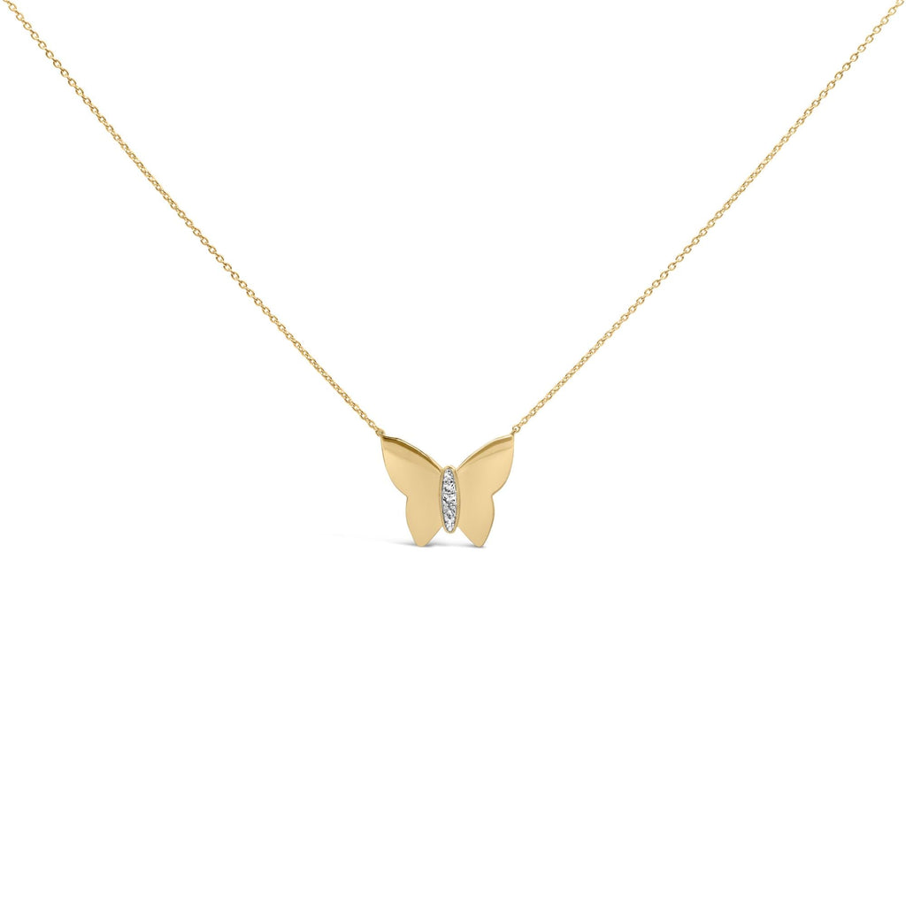 Gold Vermeil Diamond Accent Butterfly Pendant Necklace