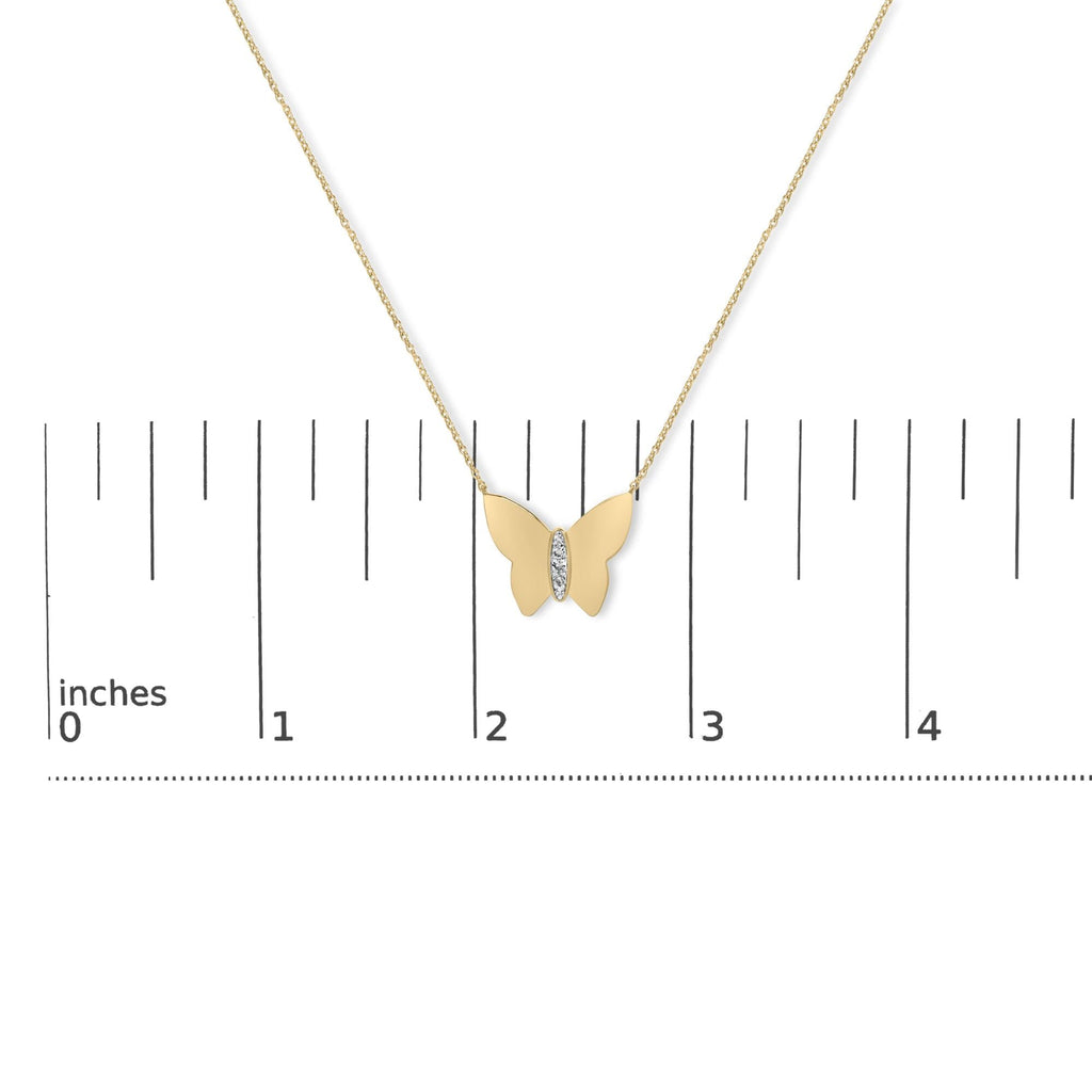 Gold Vermeil Diamond Accent Butterfly Pendant Necklace