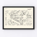Vintage Map of Detroit, MI Business Section 1929