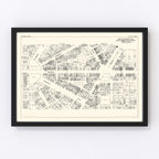 Vintage Map of Detroit, MI Business Section 1929