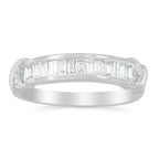 .925 Sterling Silver 1/2 Cttw Baguette Cut Diamond Channel Set X-Station Wedding Ring (H-I Color, I1-I2 Clarity) - Size 6-1/2