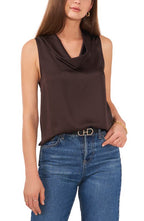 Vince Camuto Hammered Satin Sleeveless Cowl Neck Top - Large