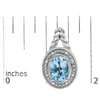 Sterling Silver Oval Blue Topaz and Diamond Accent Twist and Halo Drop Earrings