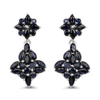 3.33 Carat Genuine Blue Sapphire .925 Sterling Silver Earrings