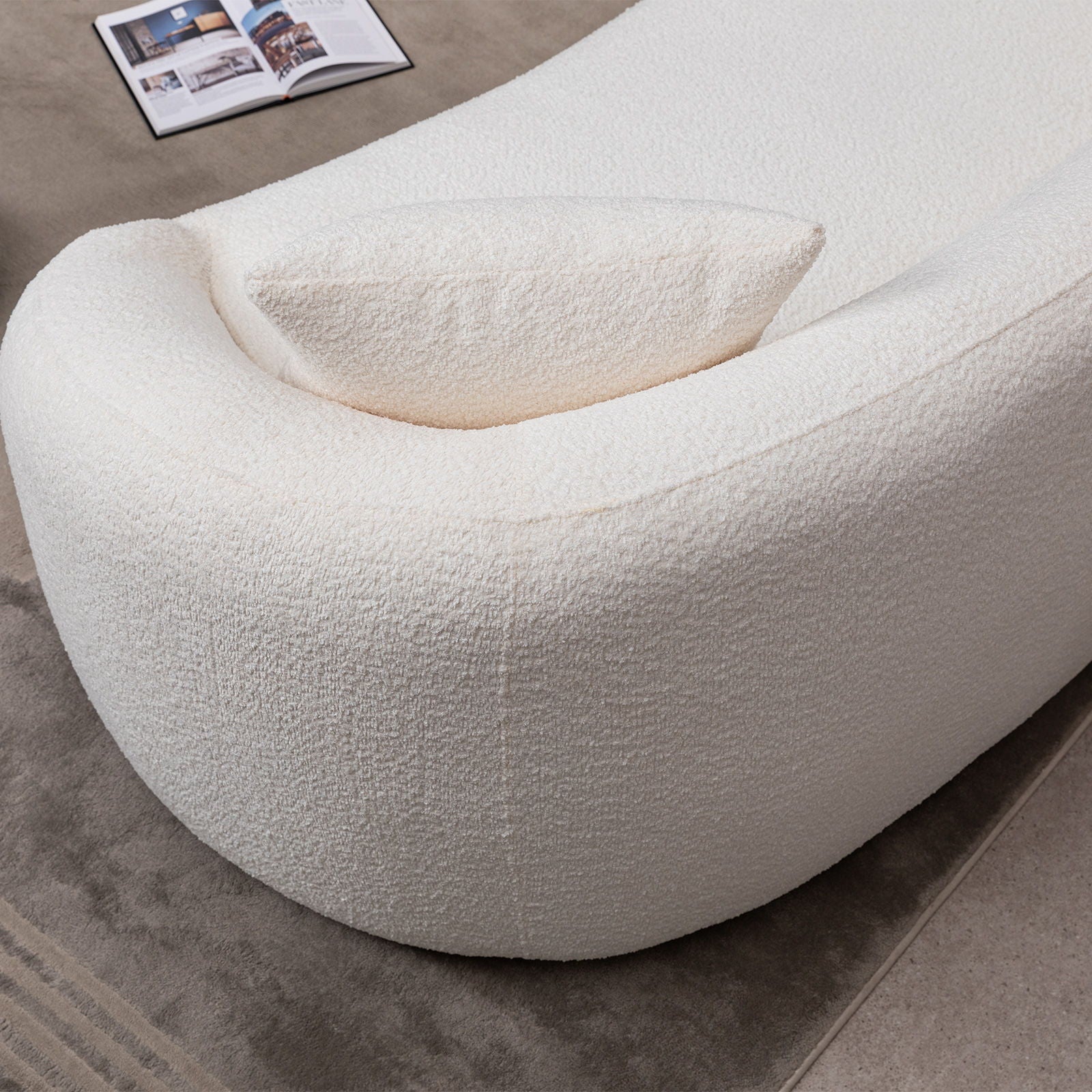 Curved 3 Seater Sofa - White