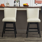 Upholstered Swivel Bar Stools High Back (Set of 2) - Cream White