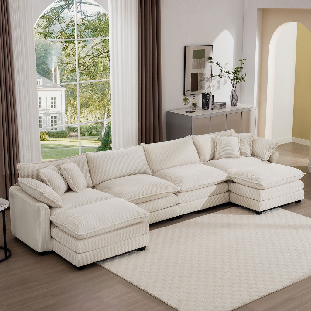Modern Oversized Modular Cushion Sofa With Ottoman