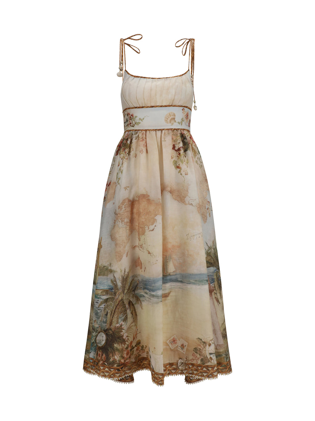 Dress Mahon Linen Island Map Blue