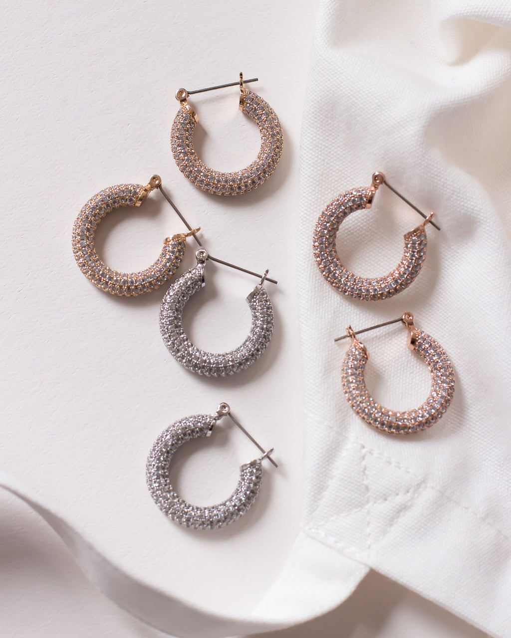 Pave Baby Amalfi Hoops- Gold (Ships Mid June)