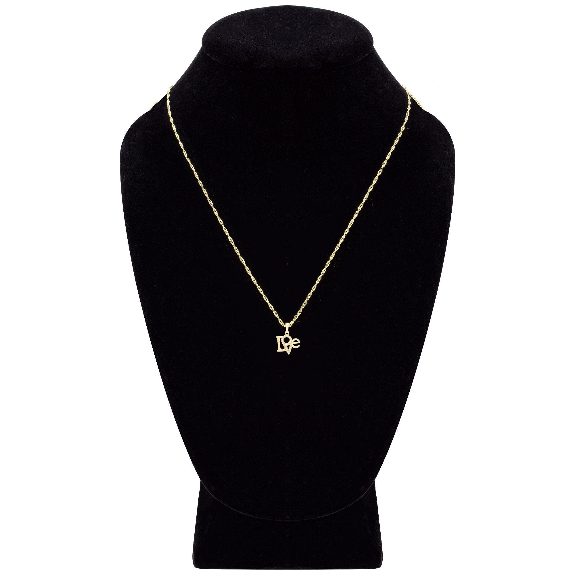 Cubic Zirconia 14K Gold Filled Triangle Love Pendant Necklace Set