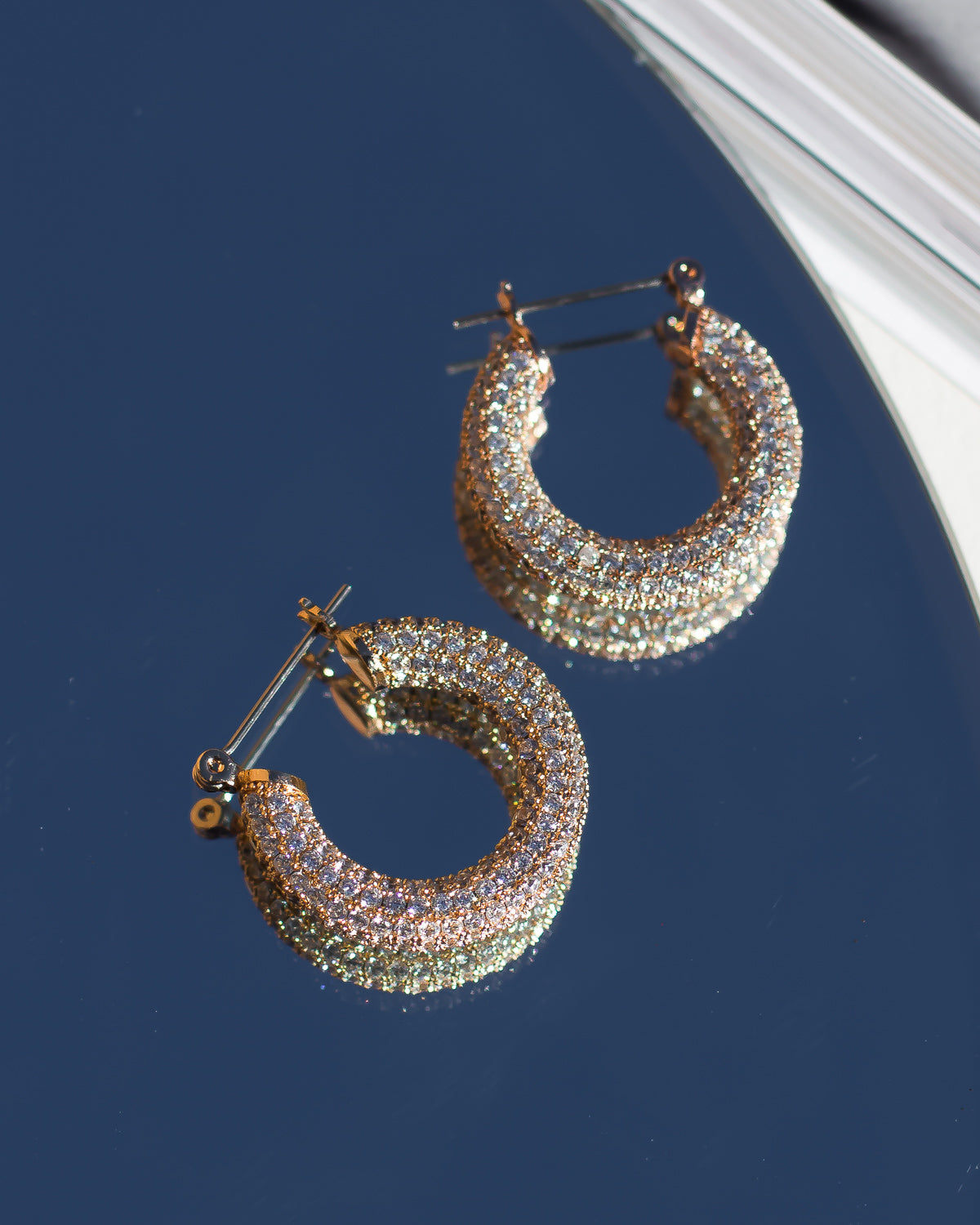 Pave Baby Amalfi Hoops- Gold (Ships Mid June)