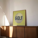 Retro Golf Ball Art Print Lemon Yellow