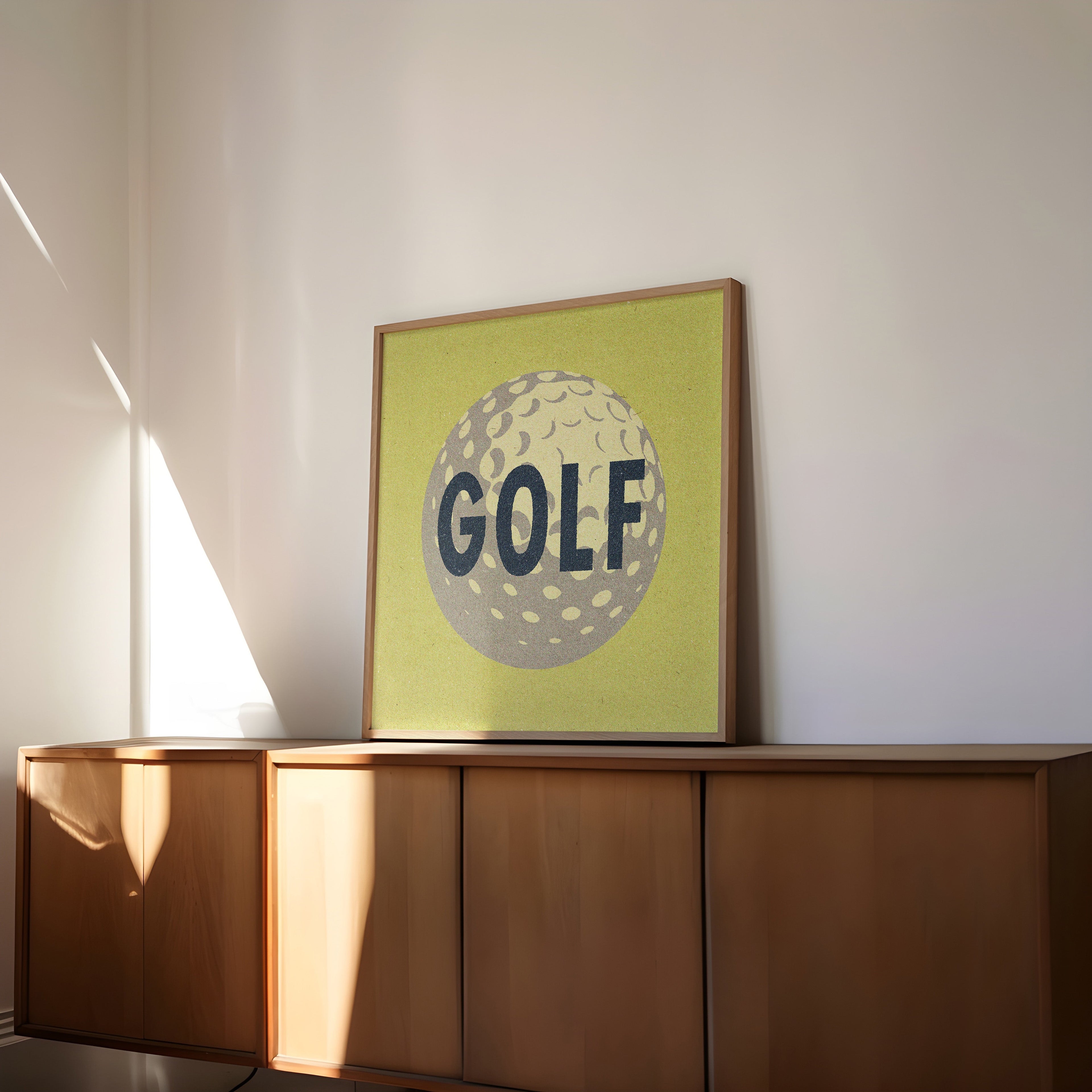 Retro Golf Ball Art Print Lemon Yellow